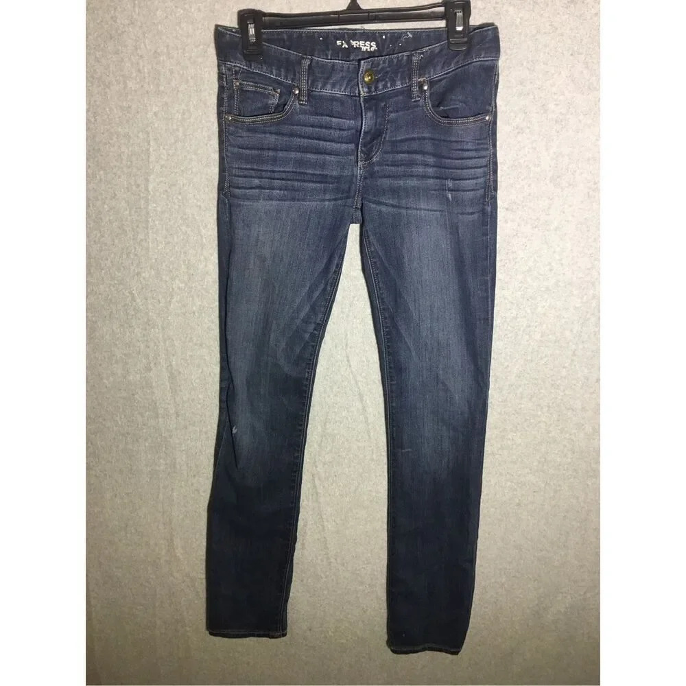Womens Express Jeans Straight Leg Dark Wash Classic Casual Closet Staple